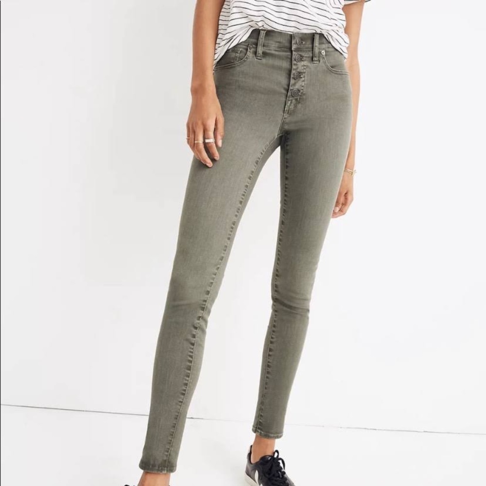 Madewell green 9” high-rise skinny jeans